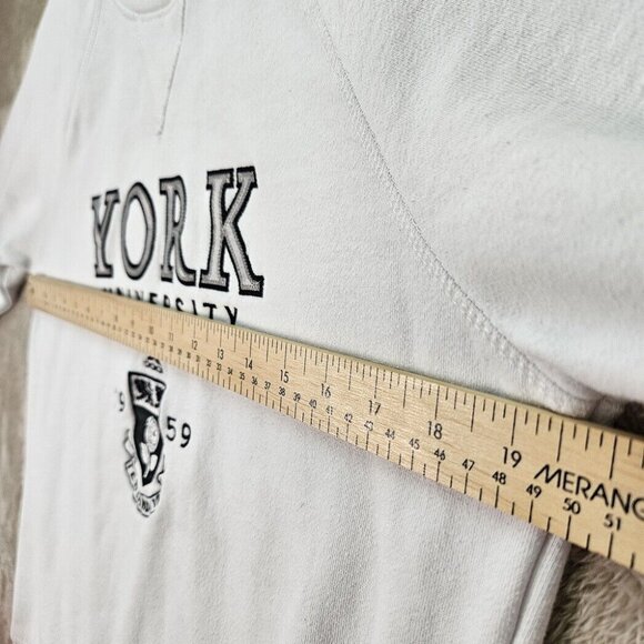 York University Sweatshirt Embroidered Crest Logo White Long Sleeve Womens Sz L - Picture 3 of 10